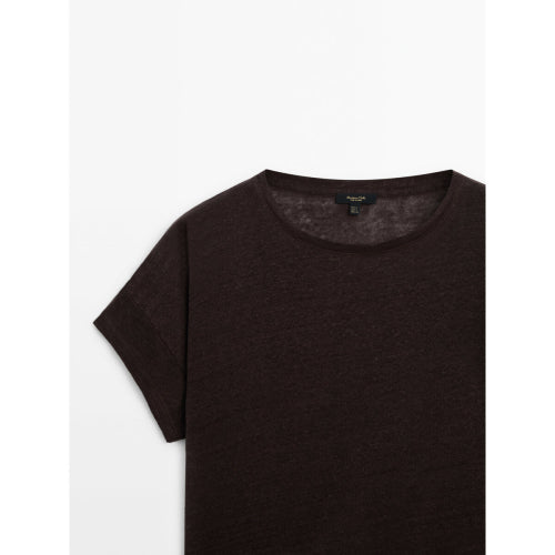 100% Linen Short Sleeve Crop T-Shirt