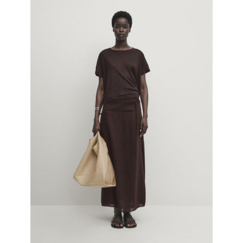 100% Linen Short Sleeve Crop T-Shirt