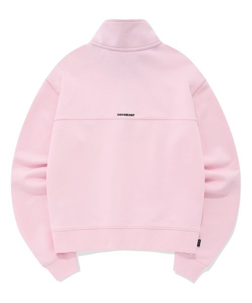 Women&#39;s C Logo Half Zip-up Man to Man Pink