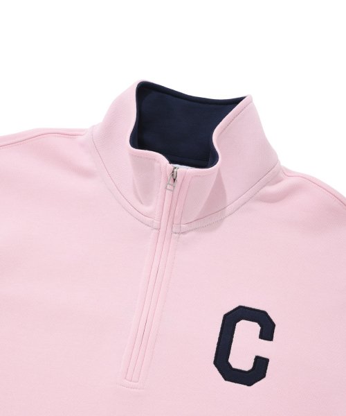 Women&#39;s C Logo Half Zip-up Man to Man Pink