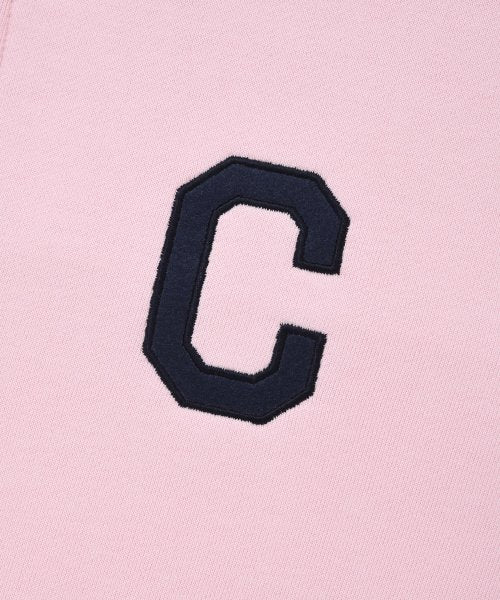 Women&#39;s C Logo Half Zip-up Man to Man Pink