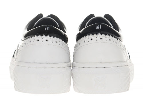 Calfskin Wingtip Sneakers Cristella Black &amp; White