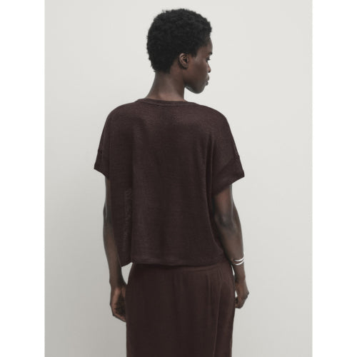 100% Linen Short Sleeve Crop T-Shirt