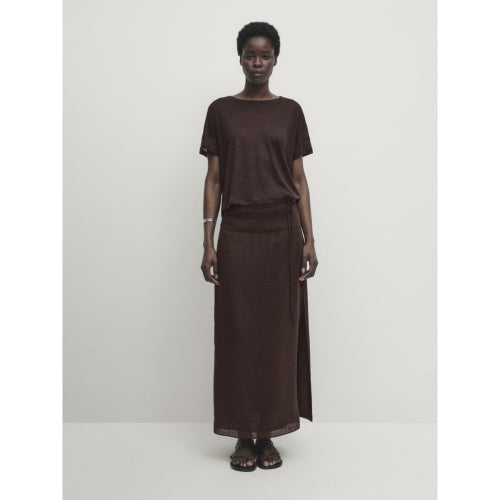 100% Linen Short Sleeve Crop T-Shirt