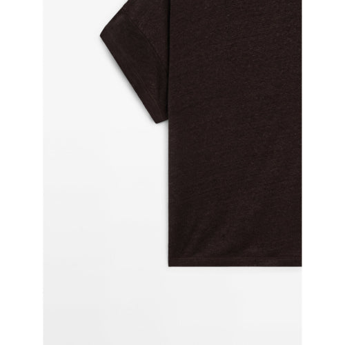 100% Linen Short Sleeve Crop T-Shirt